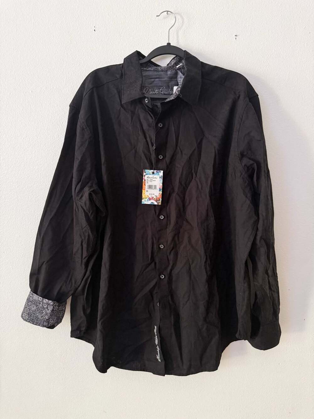 Robert Graham Luther Style RSS231200DXB Black Flip Cuff Button-Up Shirt